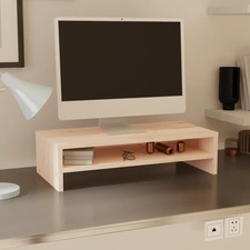 WALPLUS Monitor Stand 50x24x13 cm Solid Pinewood Small TV Cabinet Unit