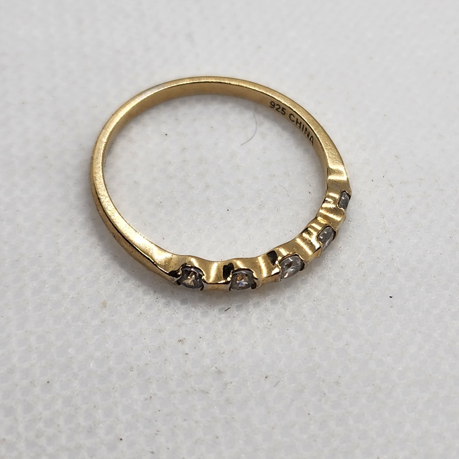 Gold Plate Sterling Silver Ring Stackable Cz Korea - image 6