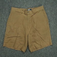 VINTAGE Polo Ralph Lauren Shorts Mens 34 Brown 100 Linen Flat Front Chino 
