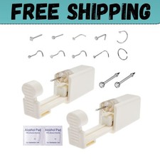 2 Pack Disposable Self Nose Piercing Tool With 10Pc Nose Rings Nose Piercing Kit