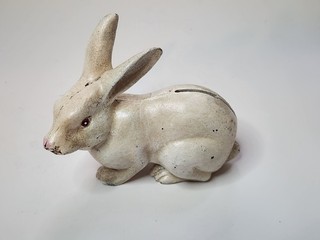 Vintage Cast Iron Rabbit Bank
