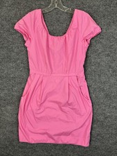 J Crew Factory Womens Mini Dress Size 4 Pink Short Sleeve Preppy Pockets Cotton