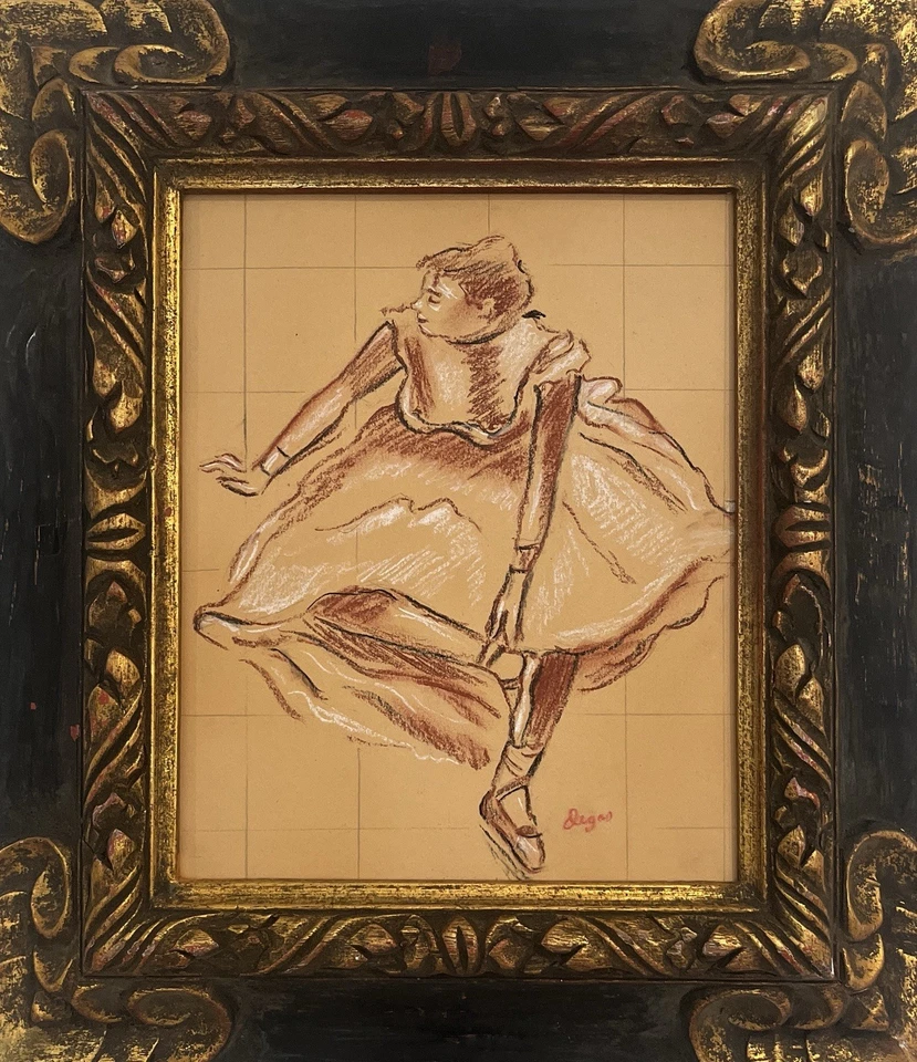 Dibujo en papel Edgar Degas 1834-1917 en el estilo del arte enmarcado Foto 4 de 4