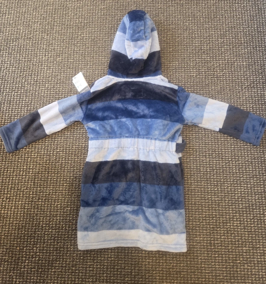 BNWT Primark Boys 3-4 Years Blue Striped Dressing Gown - Image 2 of 3