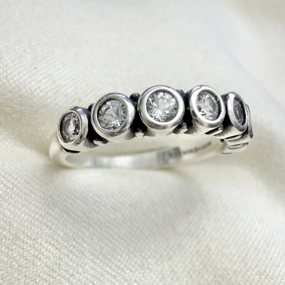 Anillo apilador de piedras preciosas de plata esterlina James Avery zafiro blanco talla 5,5 Foto 4 de 4