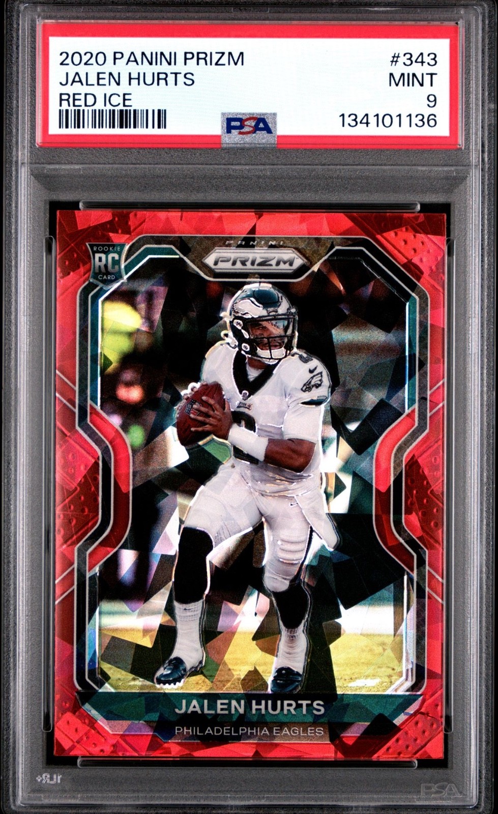 2020 Panini Prizm Red Ice Jalen Hurts 343 PSA MINT 9