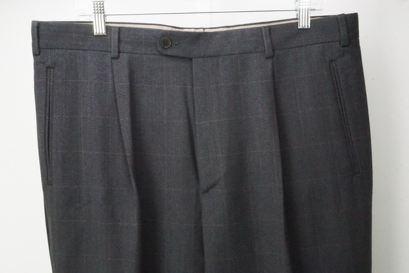 Zanella Wool Windowpane Plaid  Dress Pants Trousers 54 EU Brand NEW