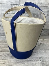 Cylinder Tote Waste Trash Can LL Bean Style Bag Bucket Cotton Canvas small 7.5"H