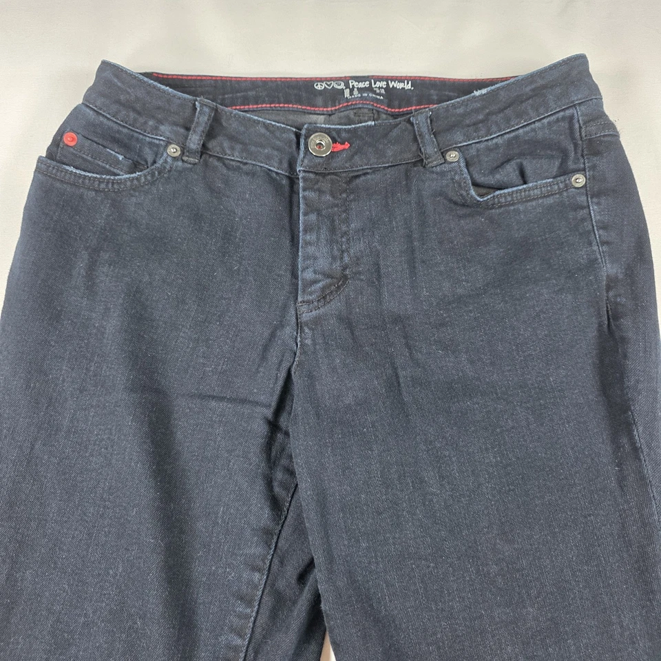 Pantalones de mezclilla Peace Love World para mujer 6 negros acampanados con cremallera lateral bolsillo elástico Foto 4 de 4