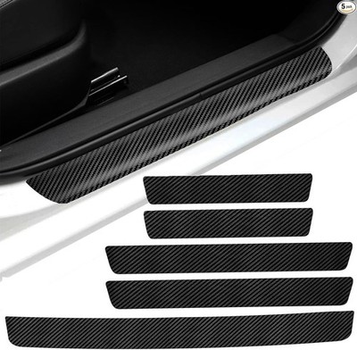 Door Sill Protector, Carbon Fiber Texture Waterproof Scratch Resistant Car 5