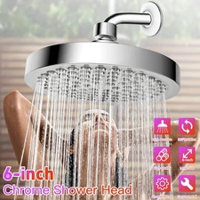 6 in Adjustable Shower Head High Pressure Rainfall Bathroom Chrome Showerhead 
