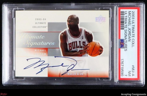 2003-04 Ultimate Collection Signatures Michael Jordan ON CARD AUTO PSA 7 BULLS