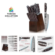 Shan Zu 16-Piece Japanese Knife Set: Ultra Sharp High Carbon Steel Collection