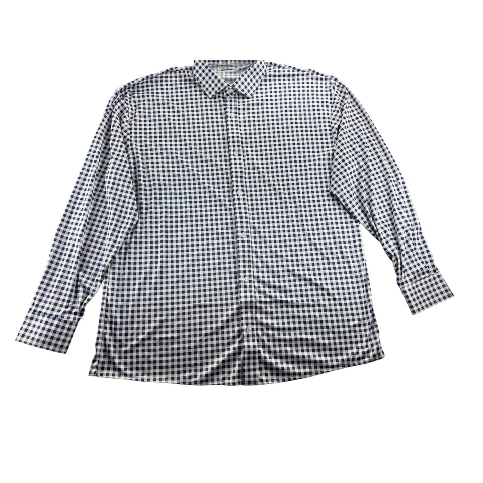 Collars & Co. Mens Sz 2X Large Gingham Check Performance Dress Shirt Navy White - Image 3 of 4