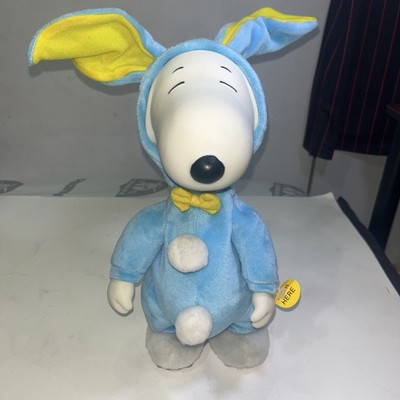 Gemmy Peanuts Snoopy Easter Beagle Dog 13 Inch Sings & Dances Blue Bunny Costume