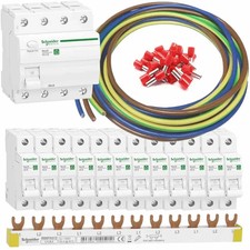 SCHNEIDER Kit di Distribuzione, Interruttore FI 30mA/12x Interruttore LS B16A/Kit Cablaggio
