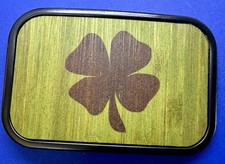 Four Leaf Clover Lucky Shamrock Irish St. Patrick's Day Wooden Belt Buckle