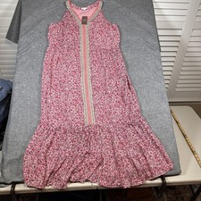 J.Jill Dress Womens Large Pink Floral Sleeveless Maxi Ruffle Hem Boho Lined