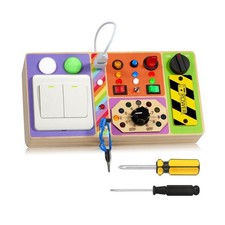 Busy Board Montessori Toys Wooden Sensory Board with 19 LED Lig... USA FAST SHIP