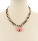 PUNKADDICT Heart Black Chain Padlock Lock Pendant Charm Choker Necklace - Punk Goth Valentine Style 19"