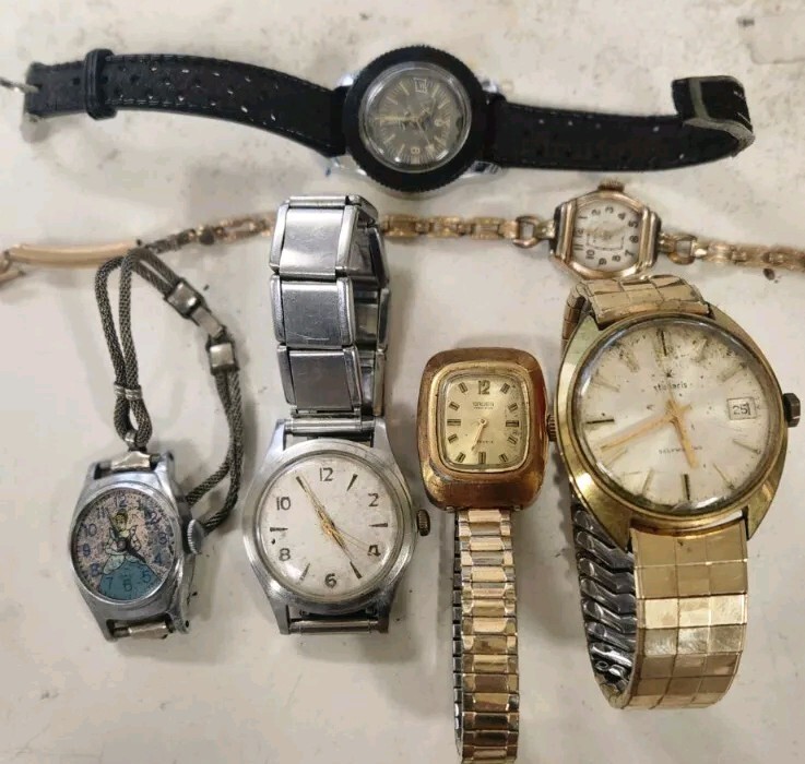 Vintage Watch Lot Wind Up Mixed Parts/Repair