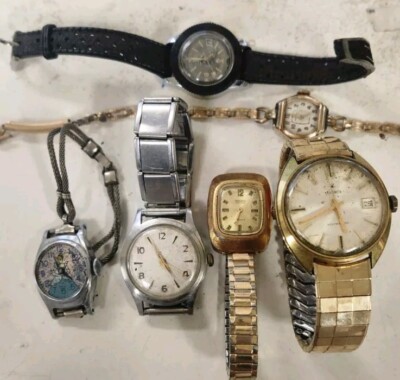 Vintage Watch Lot Wind Up Mixed Parts/Repair