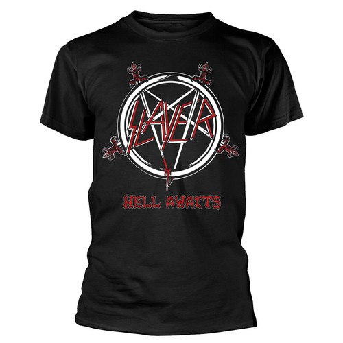 T-shirt Officiel Slayer 'Hell Awaits Tour' - Noir, Coton, Neuf Avec étiquettes