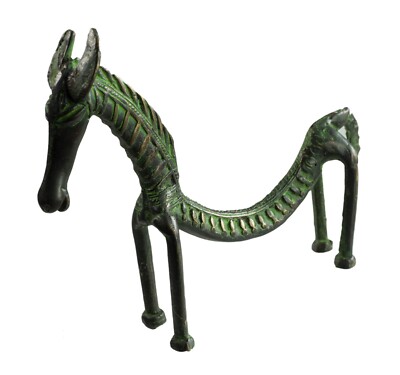 -statue Hufeisen Rücken Gebogen aus Metall Figürchen Ethno Zoomorph Dhokra India