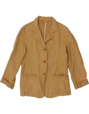 Marlboro Classics Womens 3 Button Blazer Jacket Uk 12 Medium Beige Cotton Av12