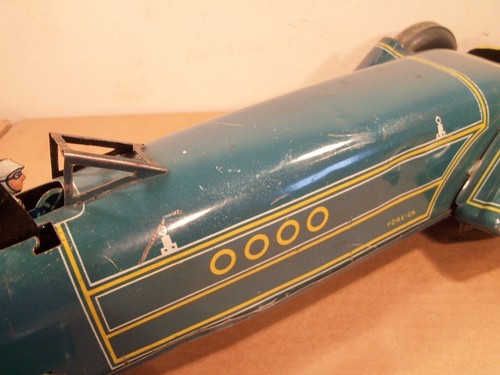 SUPERB TINPLATE CLOCKWORK GUNTHERMANN "BLUE BIRD" LAND SPEED RECORD CAR (1930's) - Picture 11 of 18