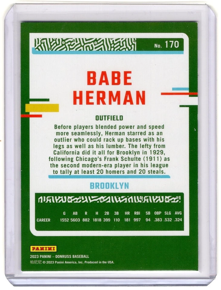 Panini 2023 Donruss Babe Herman Presidential Collection 14/46 Brooklyn Dodgers - Image 2 of 2