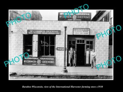 OLD LARGE HISTORIC PHOTO OF BARABOO WISCONSIN THE McCORMICK DEERING STORE c1930