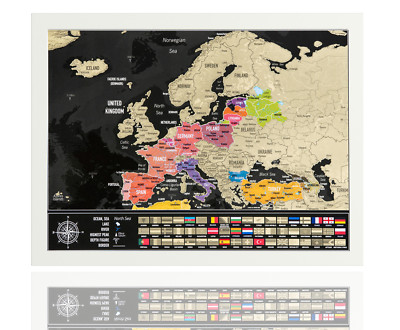 Scratch-Off Europe Map with Frame   Interactive Travel Journal and Stylish Wall
