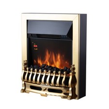 Electric Fire 2kW LED Flame, Warmlite WL45049 Whitby with Remote Control, Brass