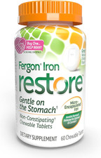Iron Restore Chewable Tablets - Gentle on Stomach, Non-Constipating - 27Mg Iron