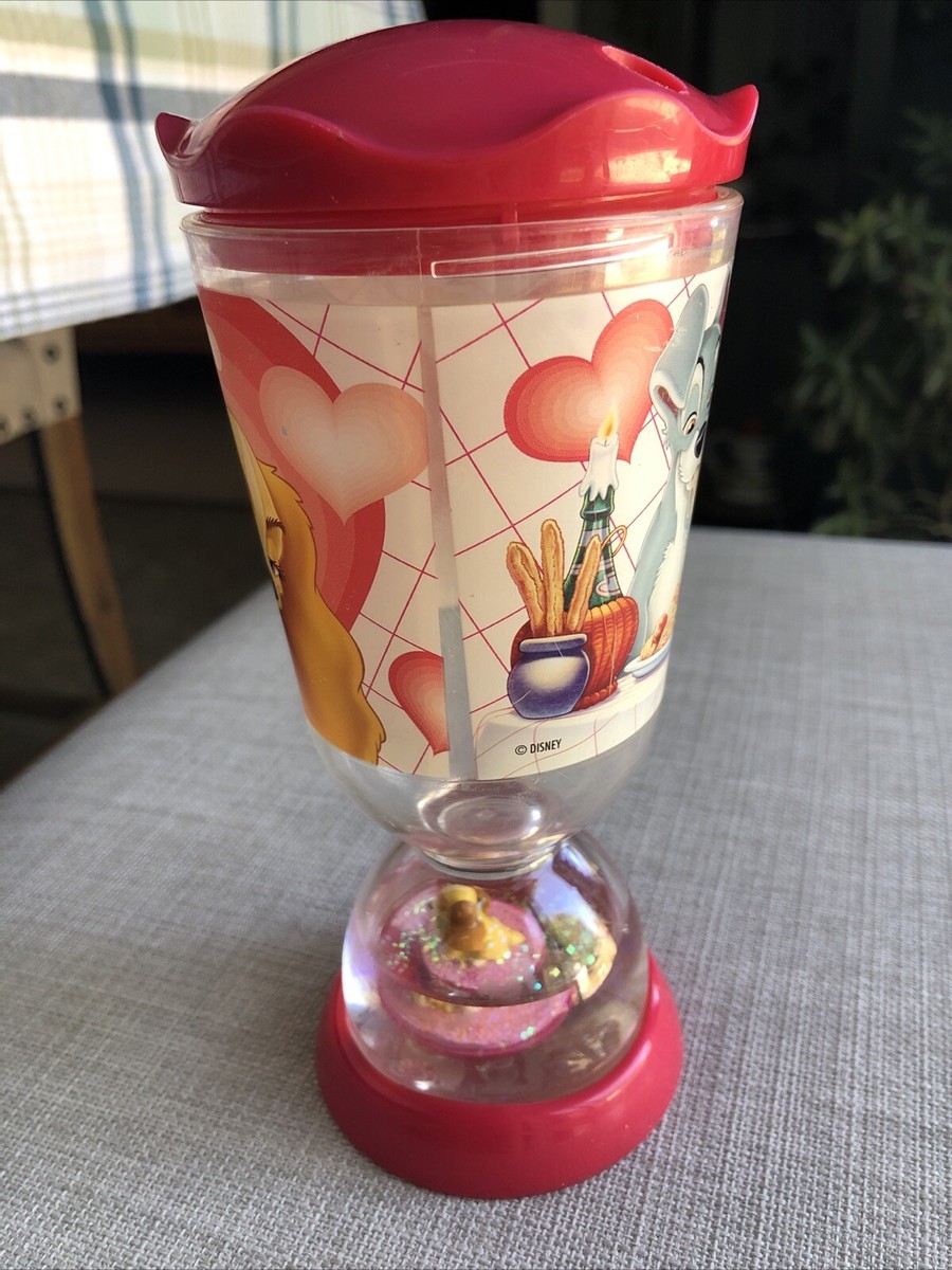 Vintage Disney Snow Globe Dome Lid Plastic Cup Lady & The Tramp No 