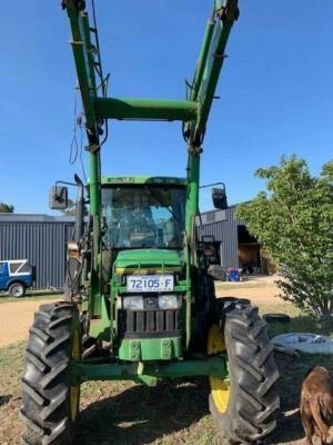John Deere 6400 Cab Tractor And Front End Loader Farming