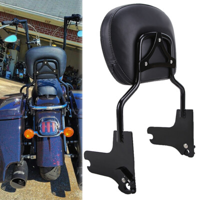 26 Chrome Sissy Bar Passenger Backrest Rear Pad Compatible for Harley Davidson Touring 97-08 Road King Electra Glide Street Glide FLHR FLHX FLHT FLTR (Don't Required Docking Hardware