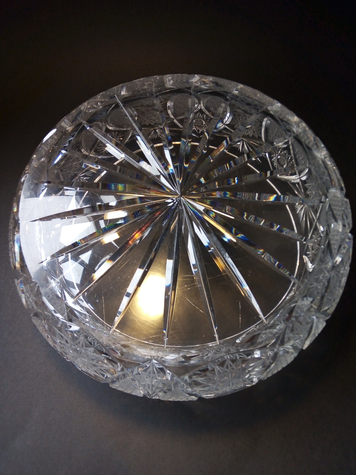 Stunning Bohemian Czech Hobstar Crystal Cut Glass Large Fruit Trifle