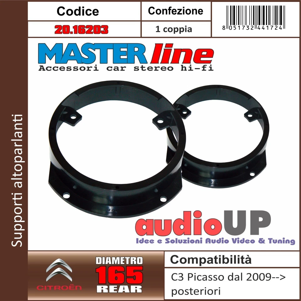 Supports D'Enceintes Adaptateurs 165 MM Citroën C3 Picasso Depuis 2009 Arrière - Photo 1/1