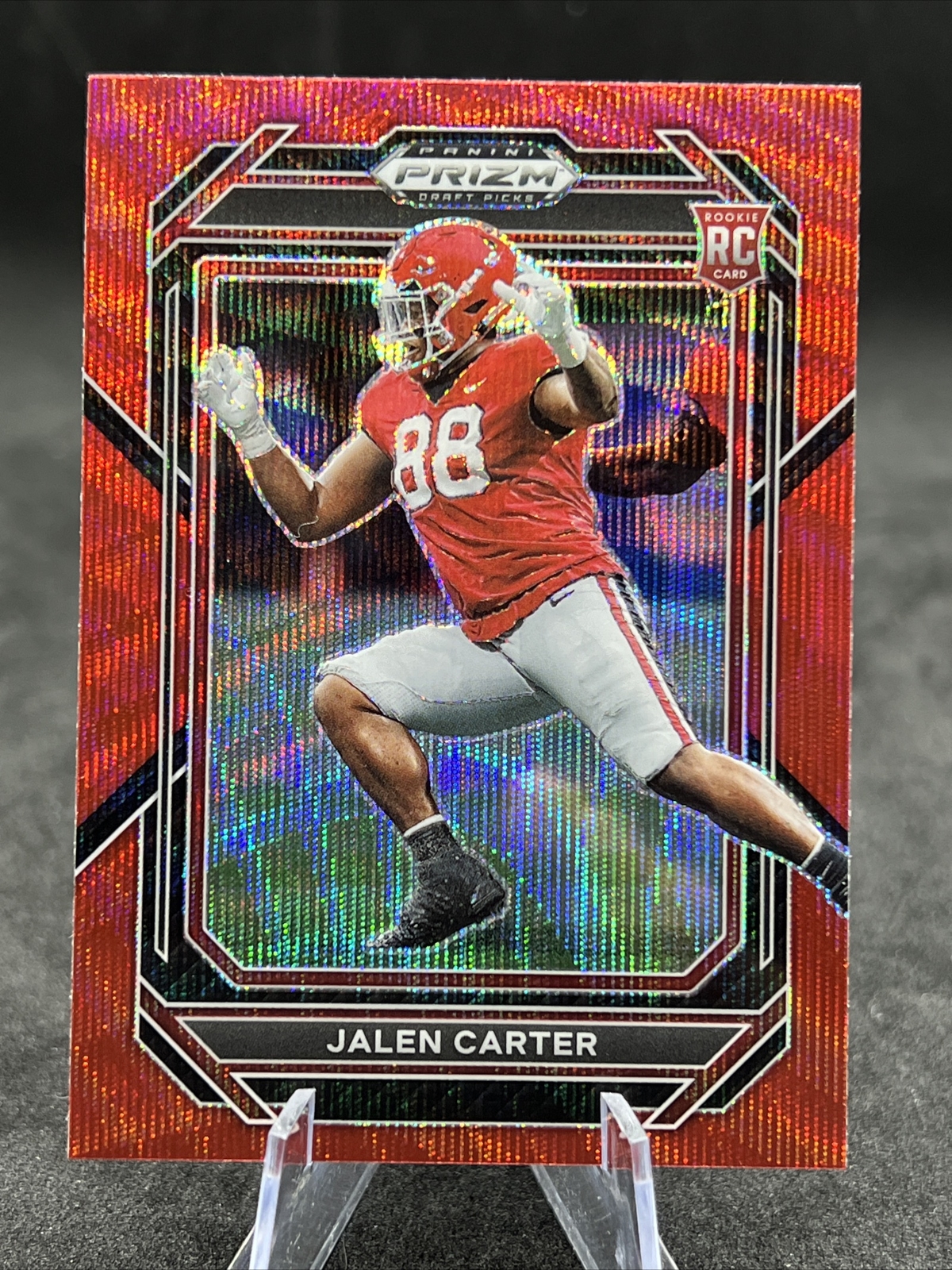 Jalen Carter 2023 Prizm Draft Picks Red Wave Prizm #163 Georgia RC Color Match