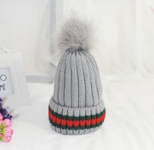 Women's Faux Fur Pom Pom Beanie Hat Winter Warm Knit Ski Skull Cap