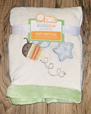 RARE! CoCaLo Kidsline Night Night Bugs Bee Applique Boa Soft Baby Boy Blanket