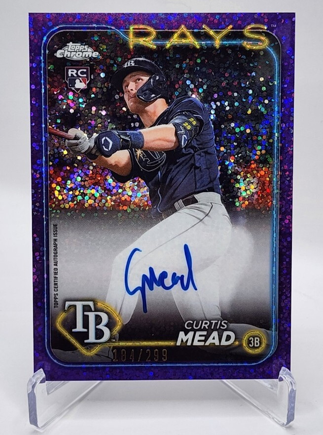 Curtis Mead - 2024 Topps Chrome Purple Speckle Auto /299 RC Rookie #RA-CME Rays