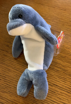 TY Beanie Baby - ECHO the Dolphin *ODDITY* (w/ Waves Hang & Tush Tags) (6.5 inch
