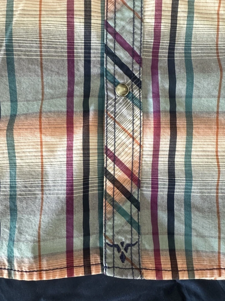 Camisa a Presión Wrangler® Azul Rosa A Cuadros Manga Corta Perla Talla XL Foto 4 de 4