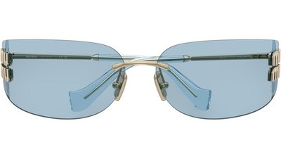 Miu Miu MU A51S ZVN10P Gold Light Blue Lens Women Wrap  display picture 1