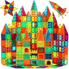 FNJO Magnetic Tiles, 110PCS Magnet Building Set, Magnetic Building Blocks, Const