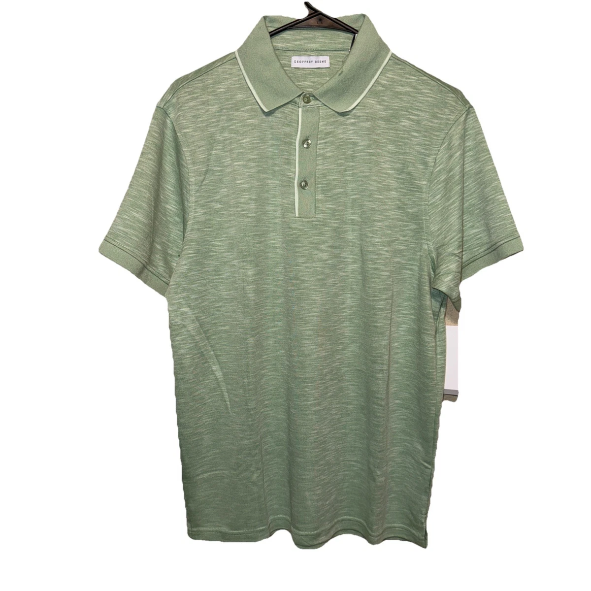 Neuf Homme Geoffrey Beene Côtelé Texturé Extensible Polo XL 2XL Manche
