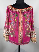 Umgee Pink Floral Boho Off Shoulder Tassel Pe...